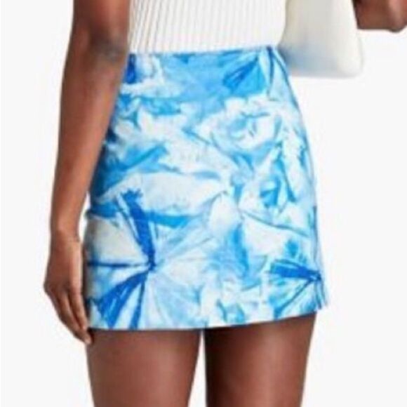 Retrofete Willa Blue Tie Dye Leather Skirt Small - Picture 5 of 14